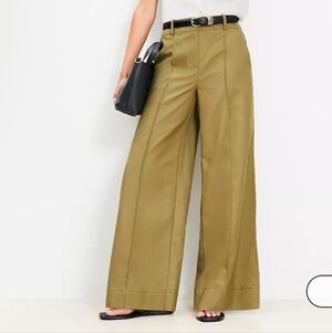 Loft Pintucked Wide Leg Trouser Size 0 True Olive (Green) Summer 2025